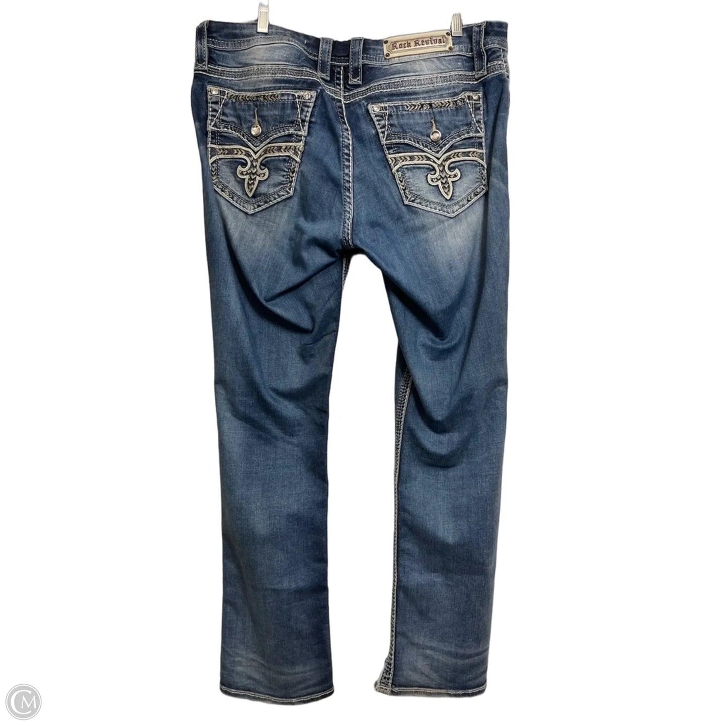 Jeans Straight By Rock Revival In Blue Denim, Size: 16