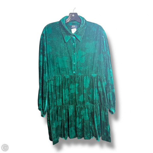 The Bettina Tiered Mini Shirt Dress Casual Short By Maeve In Green, Size: M