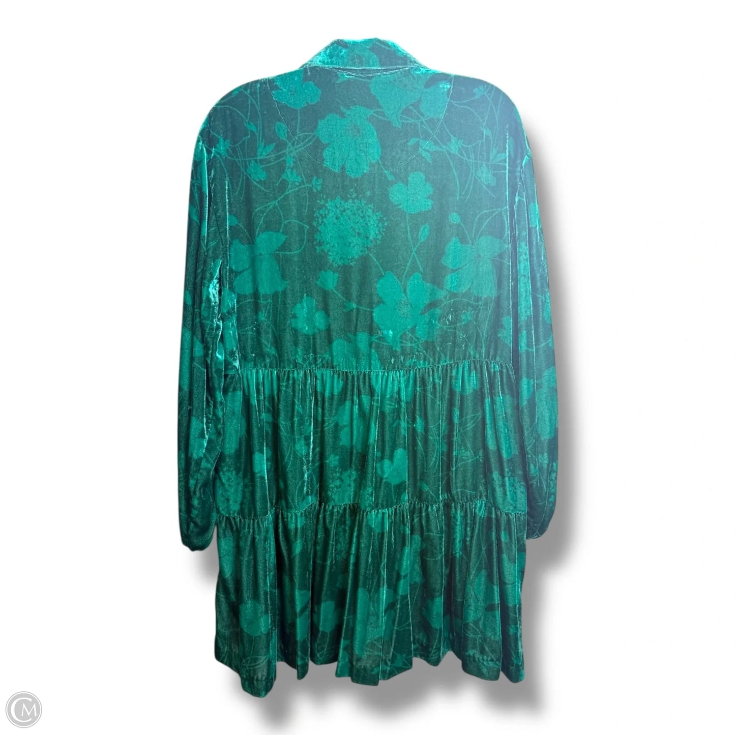 The Bettina Tiered Mini Shirt Dress Casual Short By Maeve In Green, Size: M