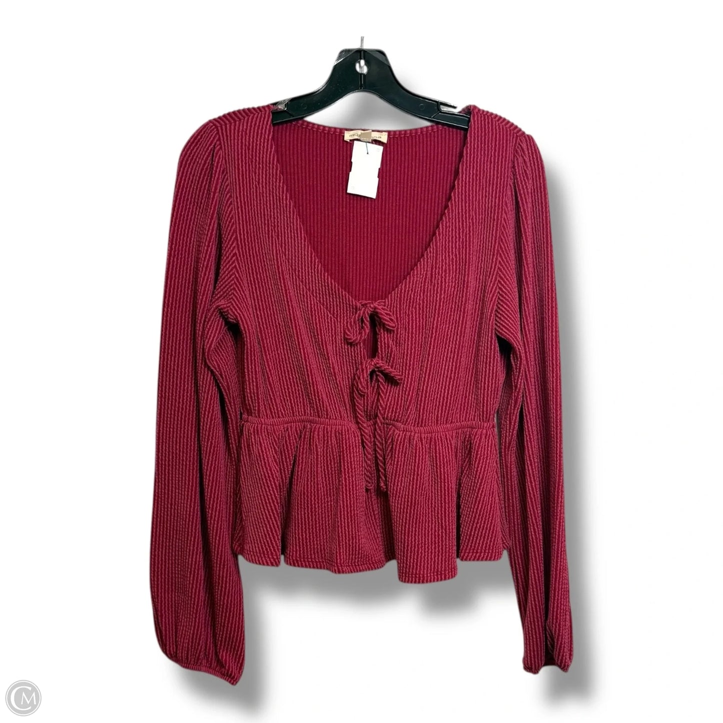 Top Long Sleeve By Moa Moa In Red, Size: L
