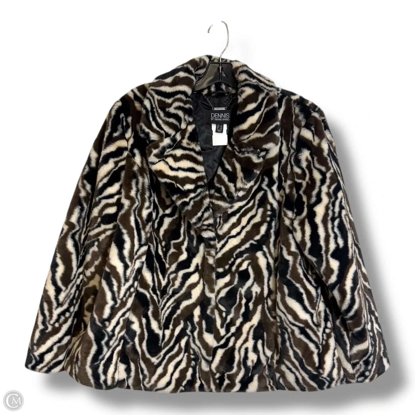 Coat Faux Fur & Sherpa By Dennis Basso Qvc In Animal Print, Size: 1x