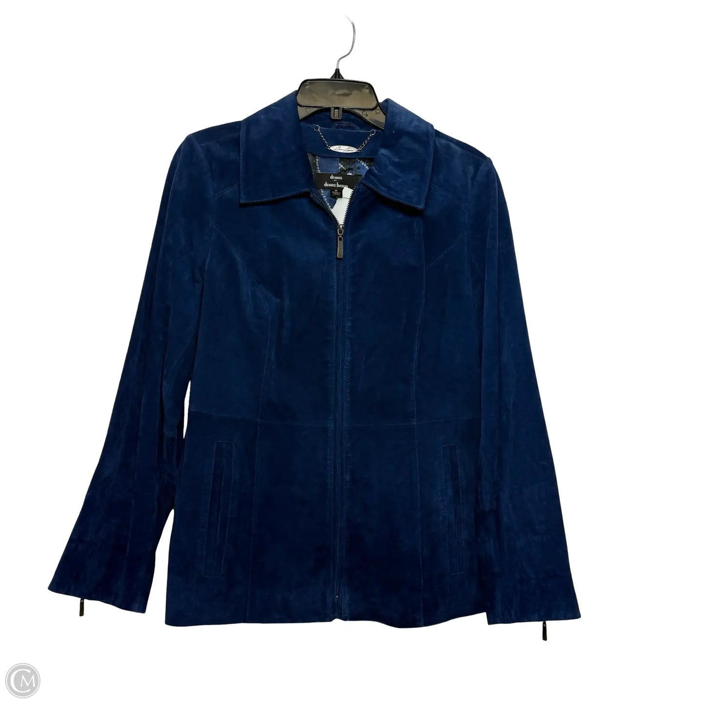 Leather Jacket By Dennis Basso Qvc In Blue, Size: M