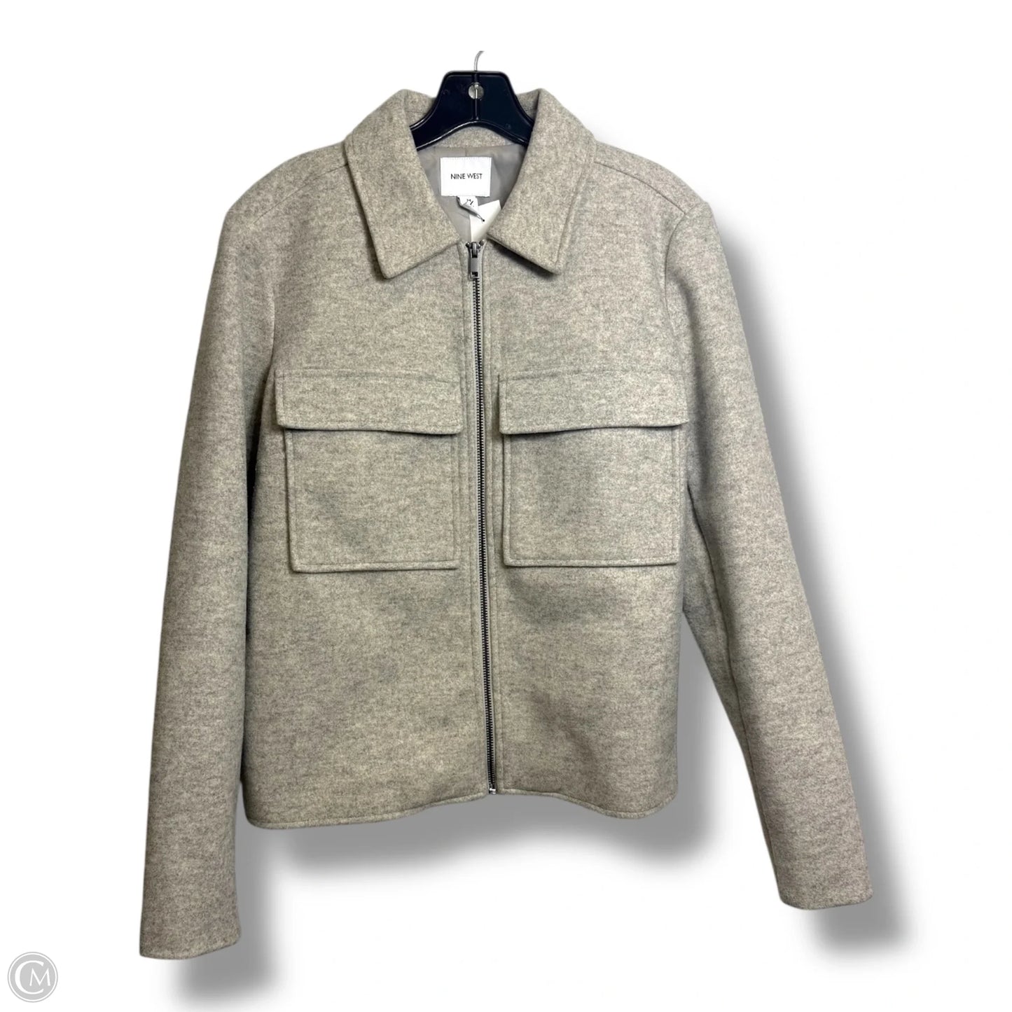 Jacket Shirt By Nine West In Grey, Size: M