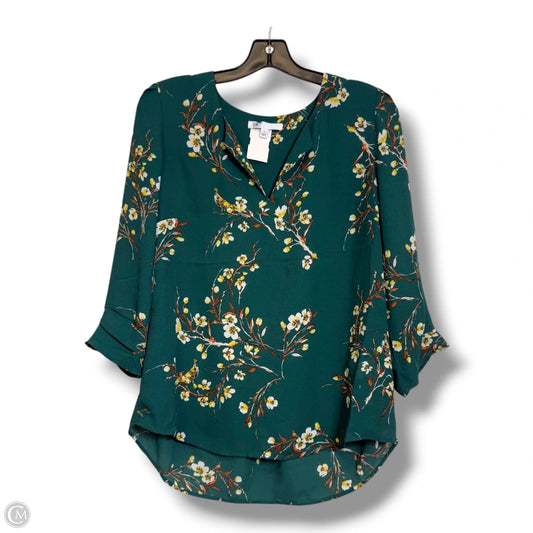 Top 3/4 Sleeve By Dr2 In Green & White, Size: M