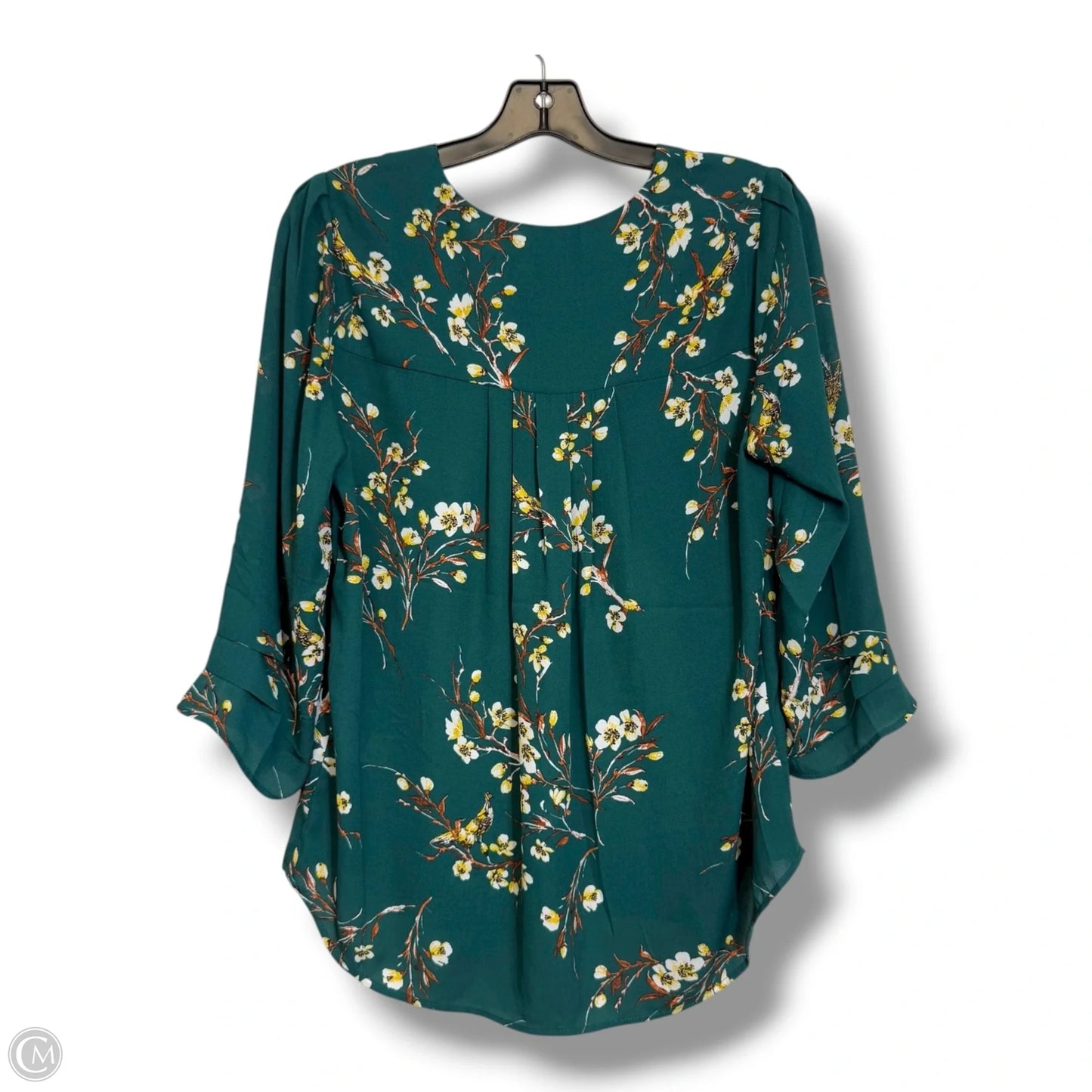 Top 3/4 Sleeve By Dr2 In Green & White, Size: M