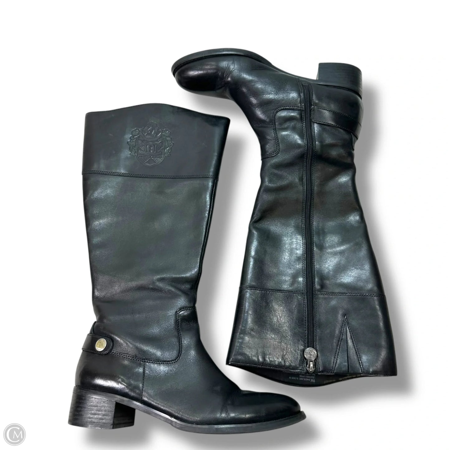 Wide calf Boots Knee Flats By Etienne Aigner In Black, Size: 9