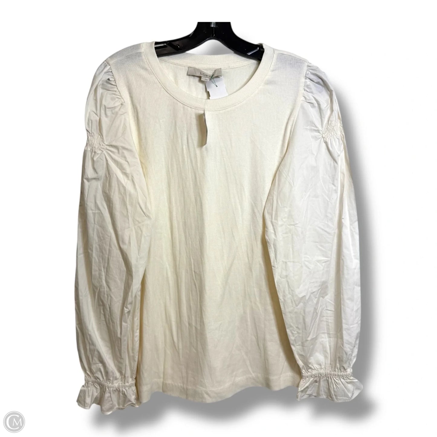 Top Long Sleeve By Loft In White, Size: L