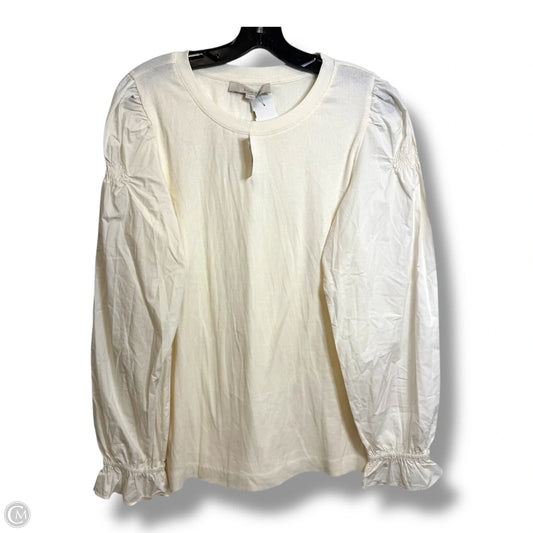 Top Long Sleeve By Loft In White, Size: L