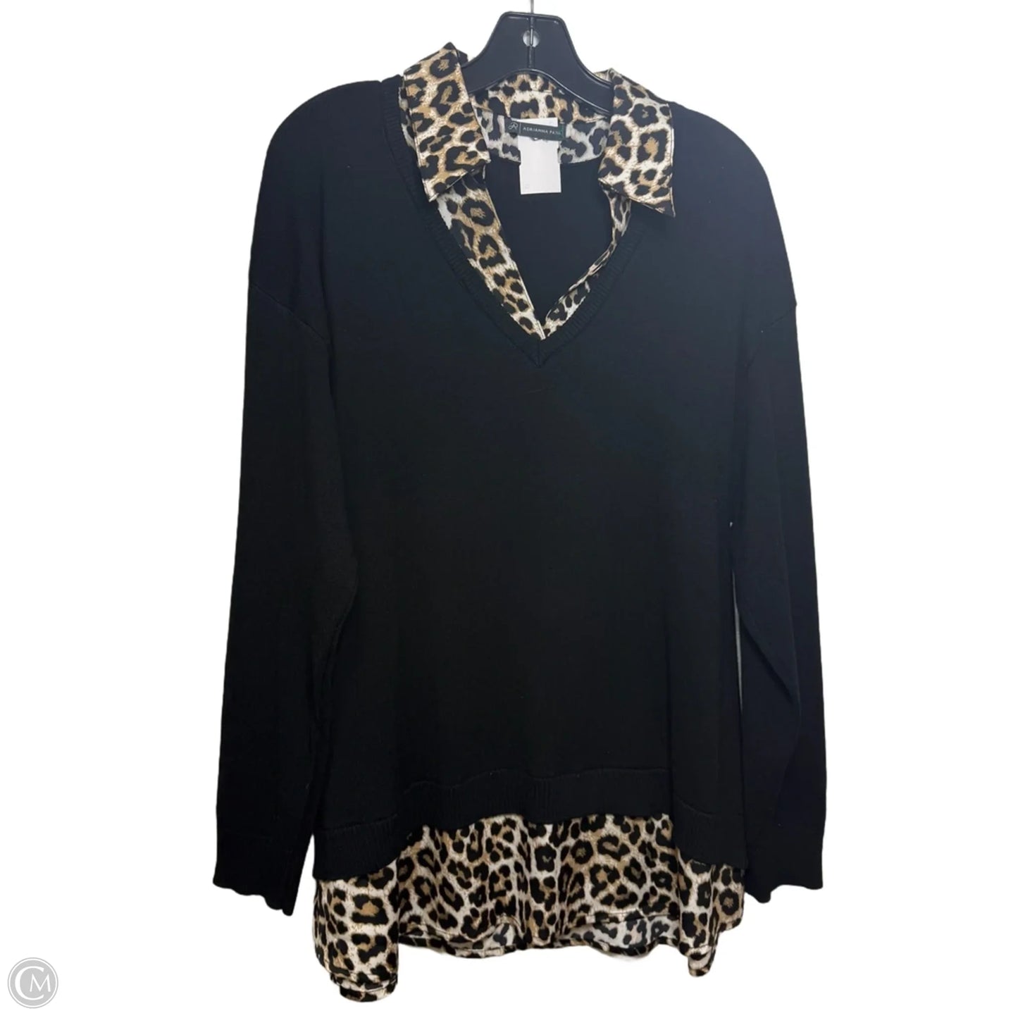 Top Long Sleeve By Adrianna Papell In Black, Size: Xl