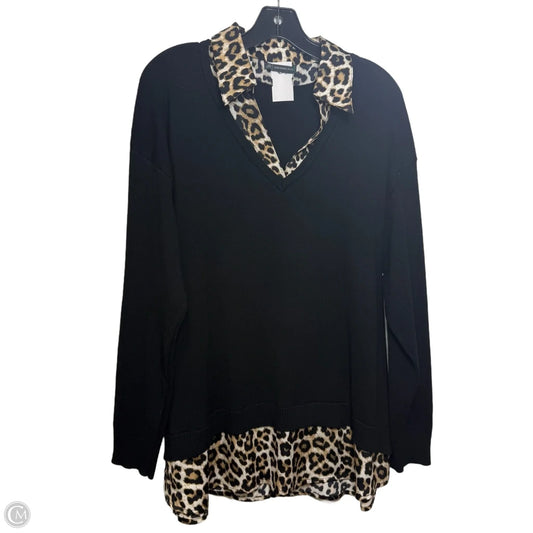 Top Long Sleeve By Adrianna Papell In Black, Size: Xl