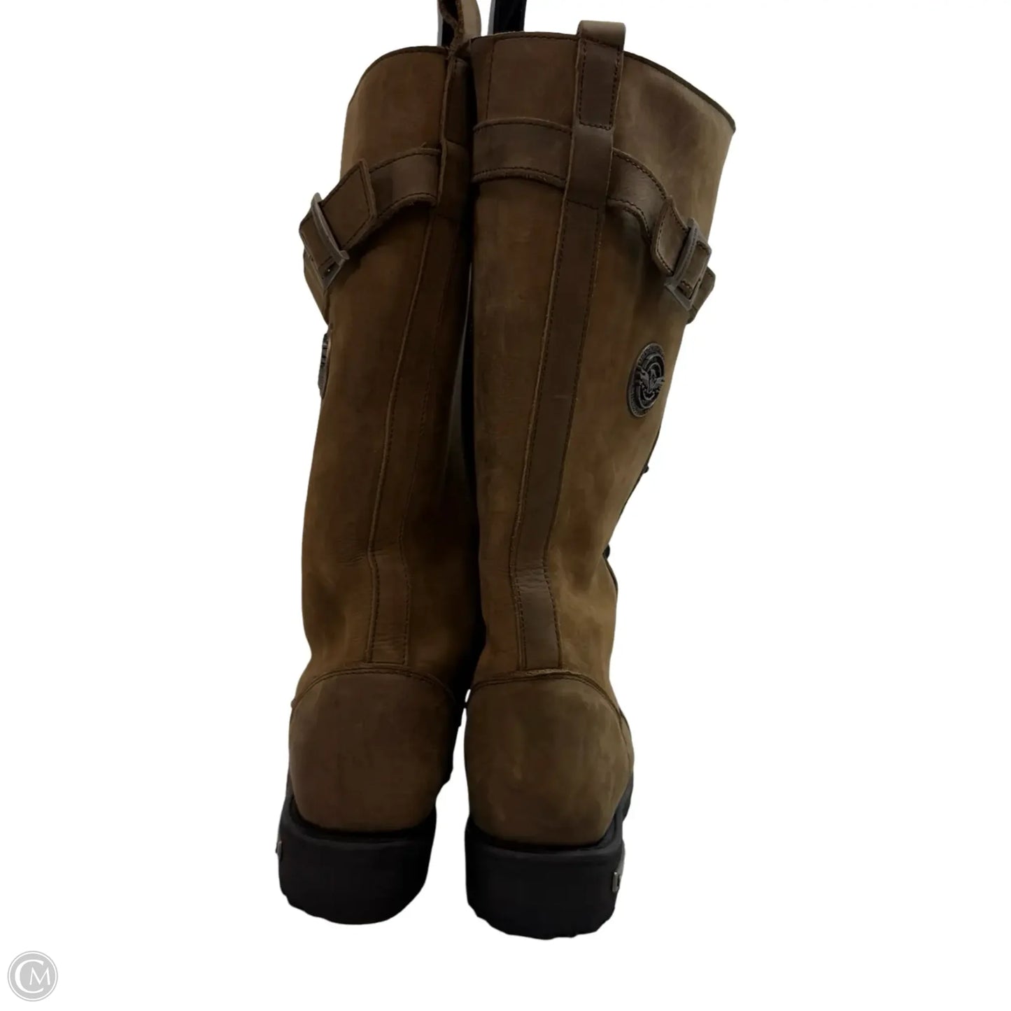 TALL MOTORCYCLE LACE-UP HIGH-RISE BOOTS By MILWAUKEE LEATHER In Brown, Size: 9.5