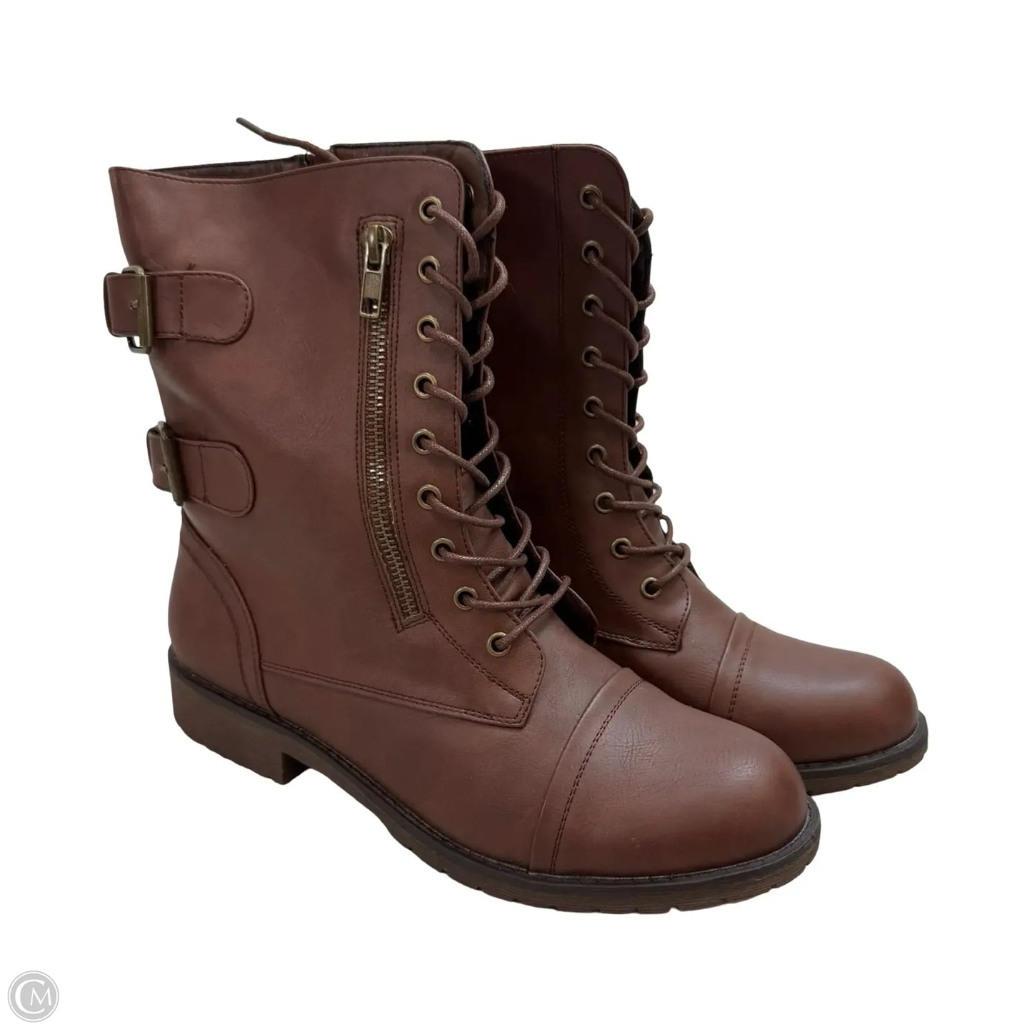 Boots Ankle Flats By Clothes Mentor In Brown, Size: 9.5