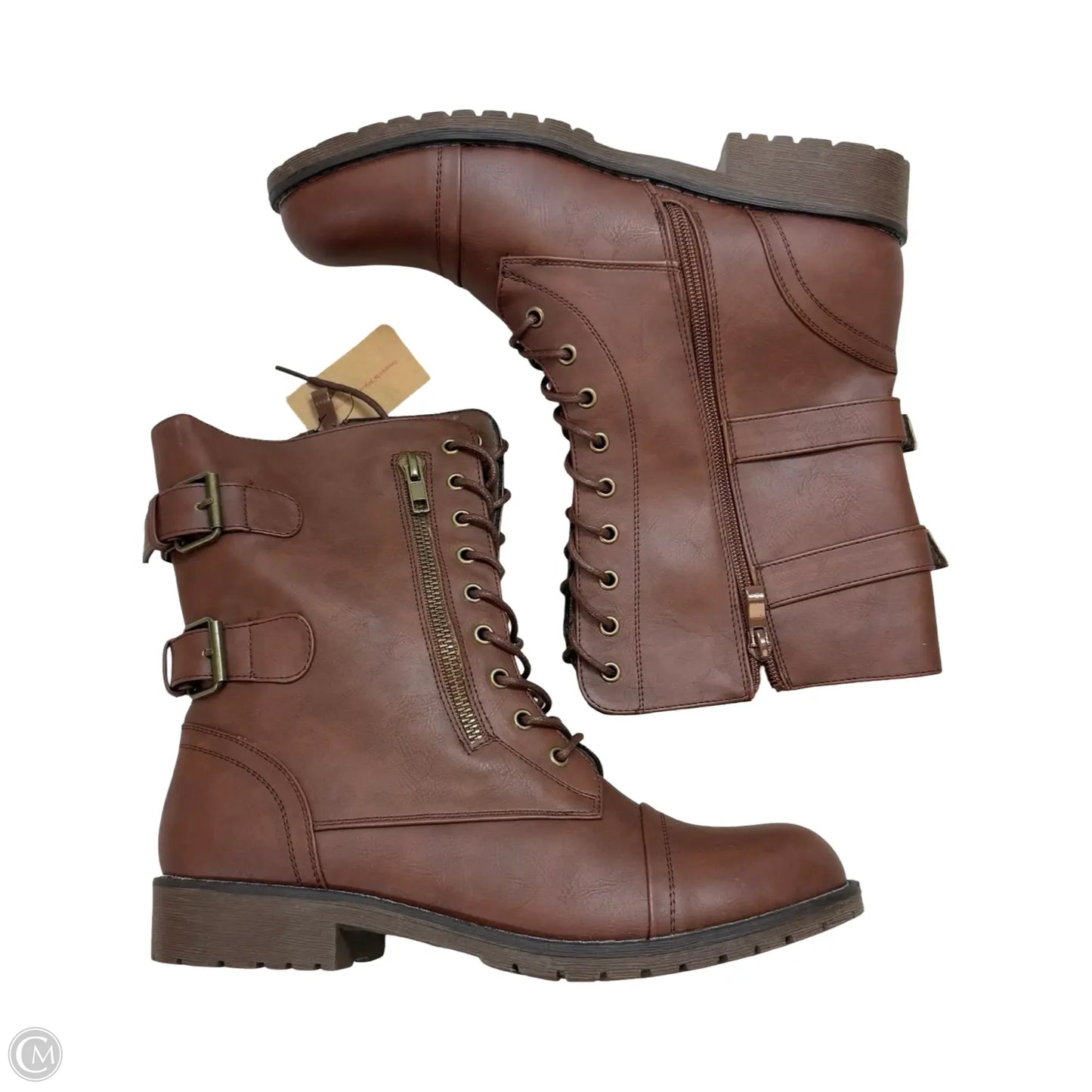 Boots Ankle Flats By Clothes Mentor In Brown, Size: 9.5