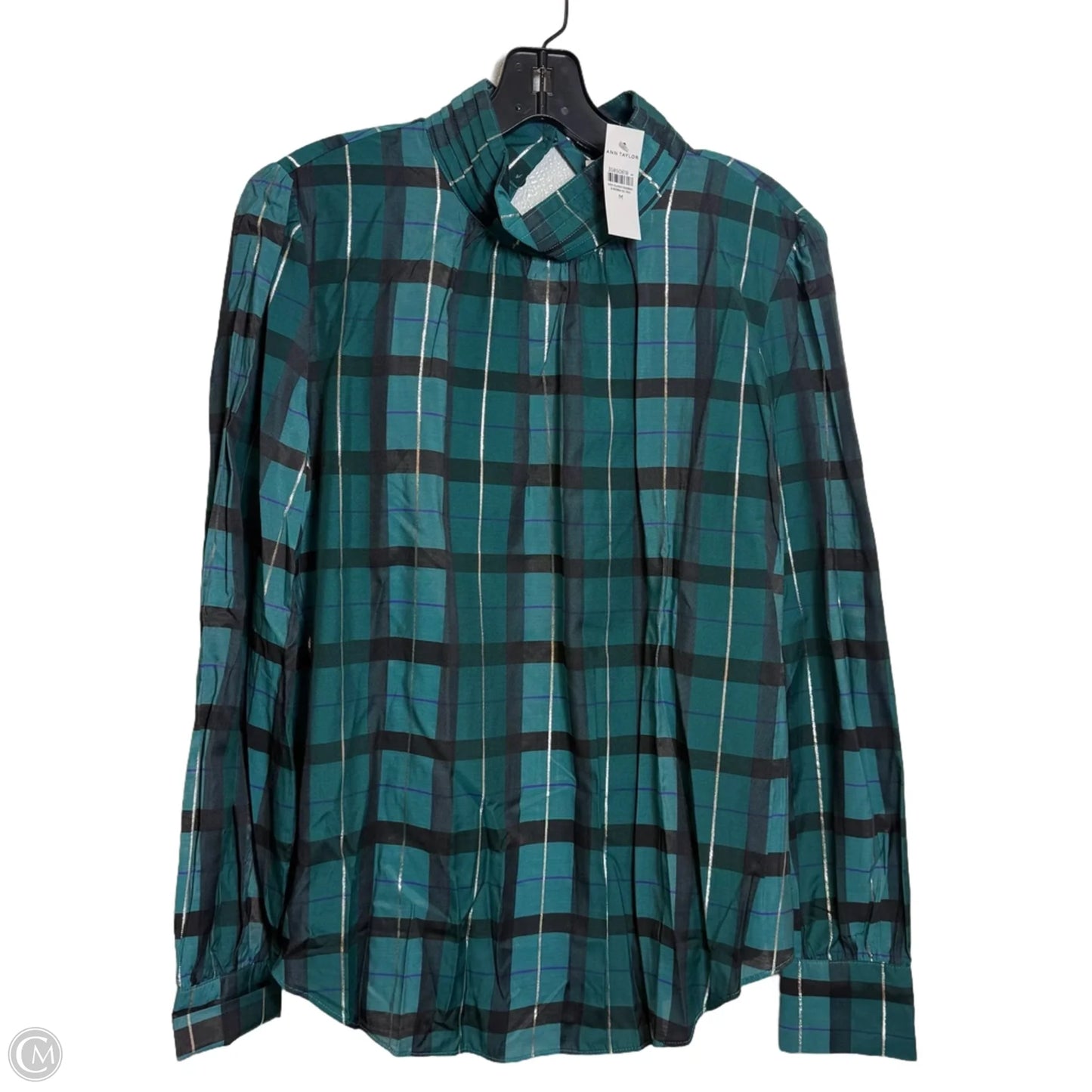 Top Long Sleeve By Ann Taylor In Plaid Pattern, Size: M