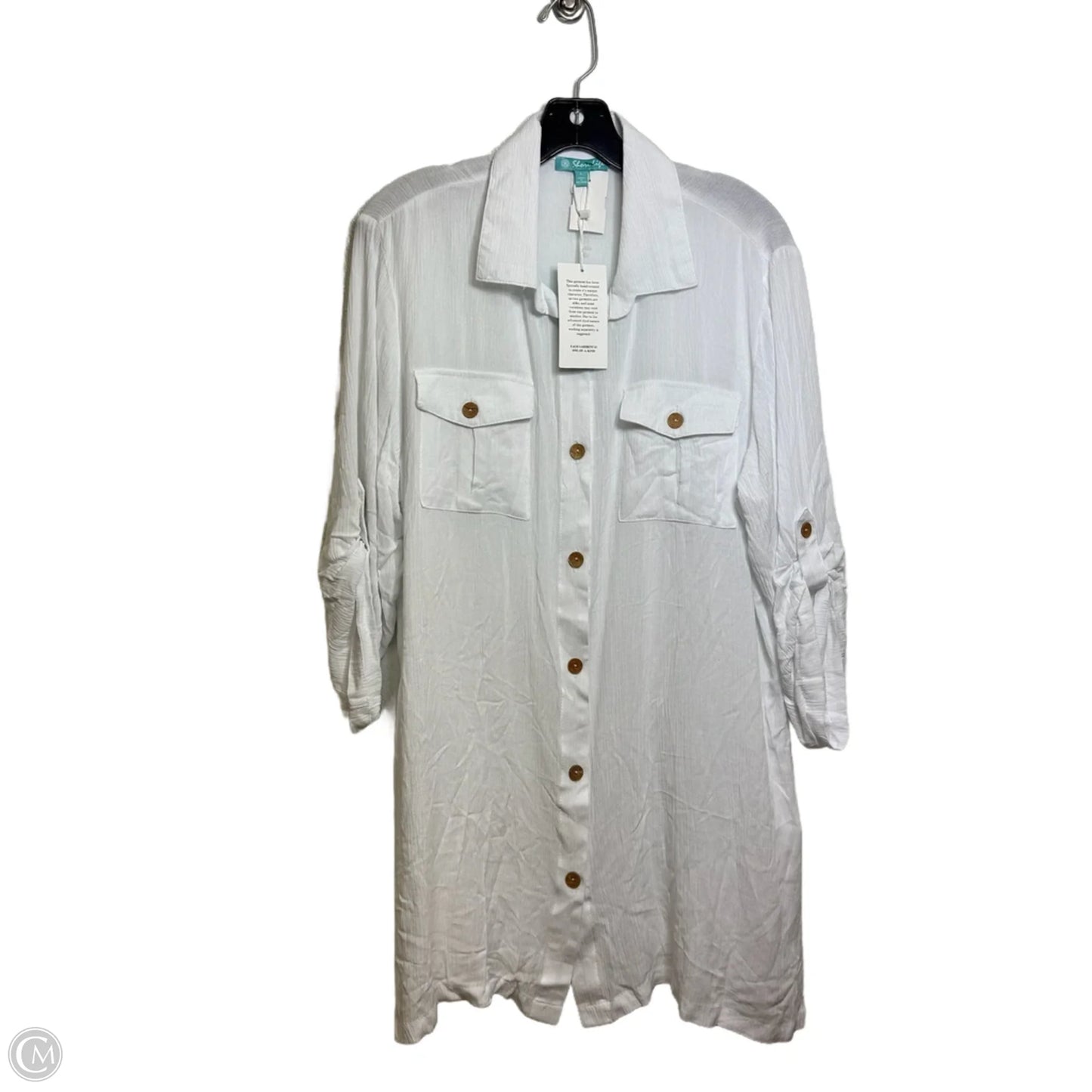 Top Long Sleeve Basic By Clothes Mentor In White, Size: L