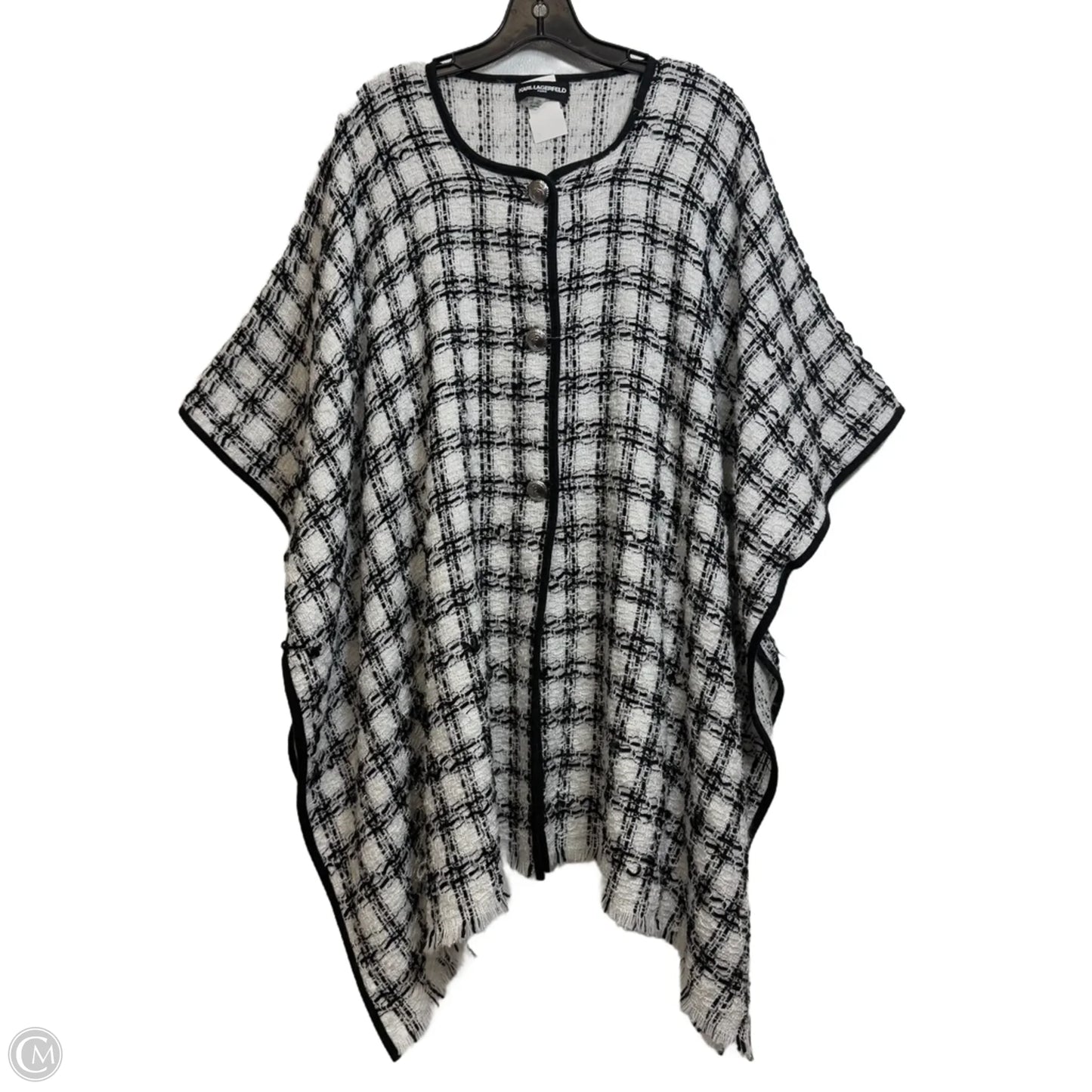 Poncho Designer By Karl Lagerfeld In Plaid Pattern, Size: Osfm