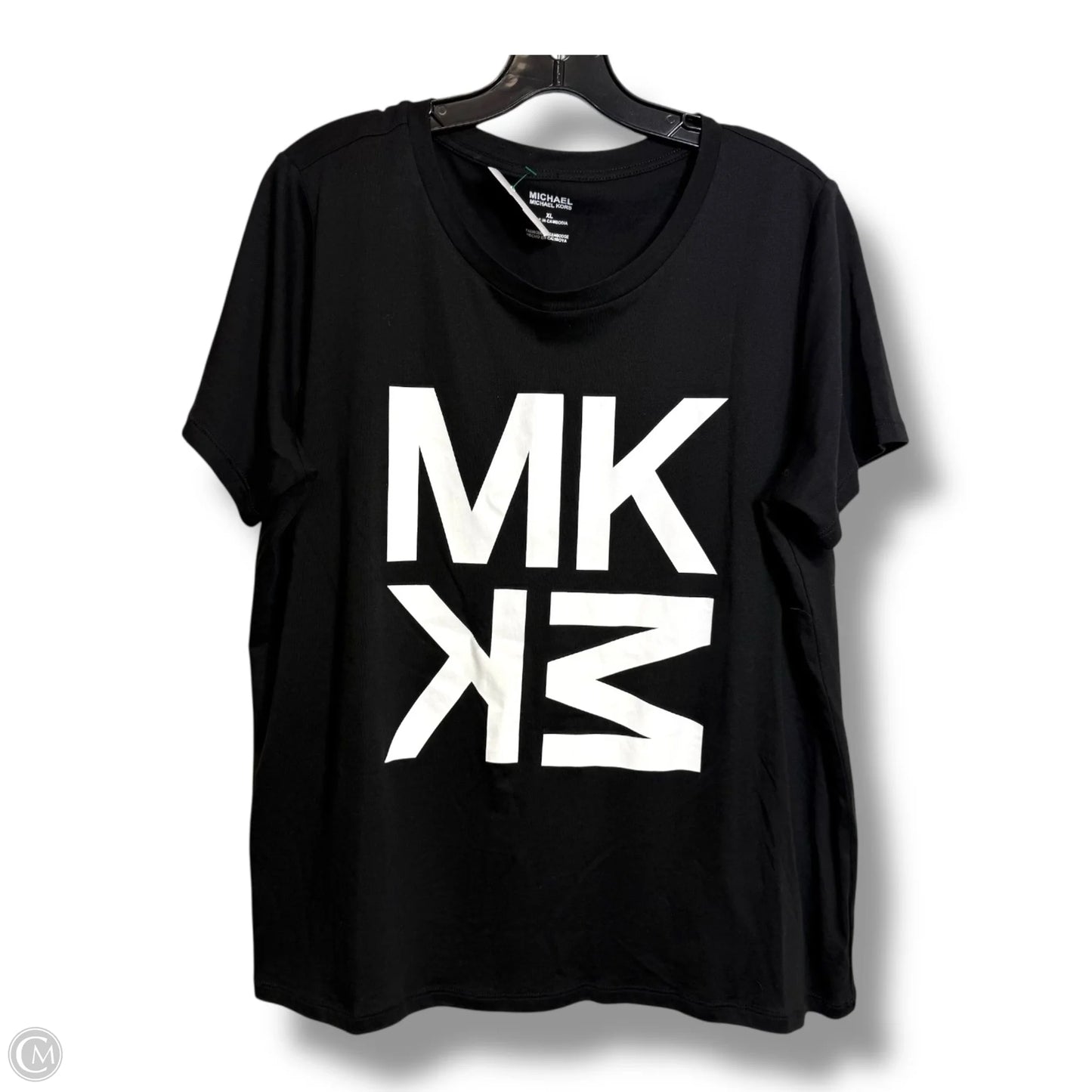 Top Short Sleeve Designer By Michael Kors In Black, Size: Xl