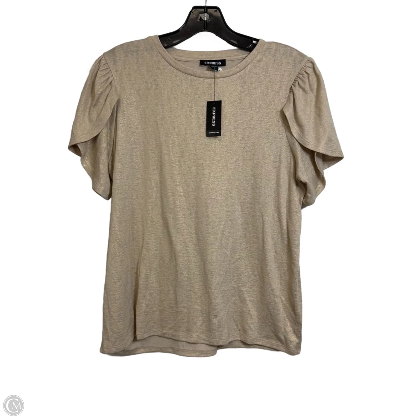 Top Short Sleeve By Express In Beige, Size: M