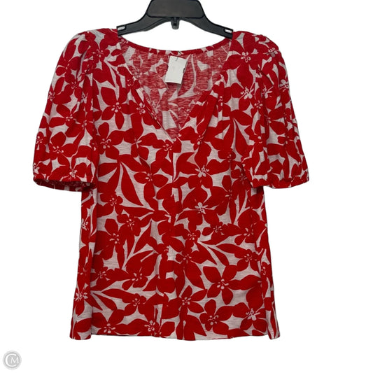Top Short Sleeve By Loft In Red, Size: M