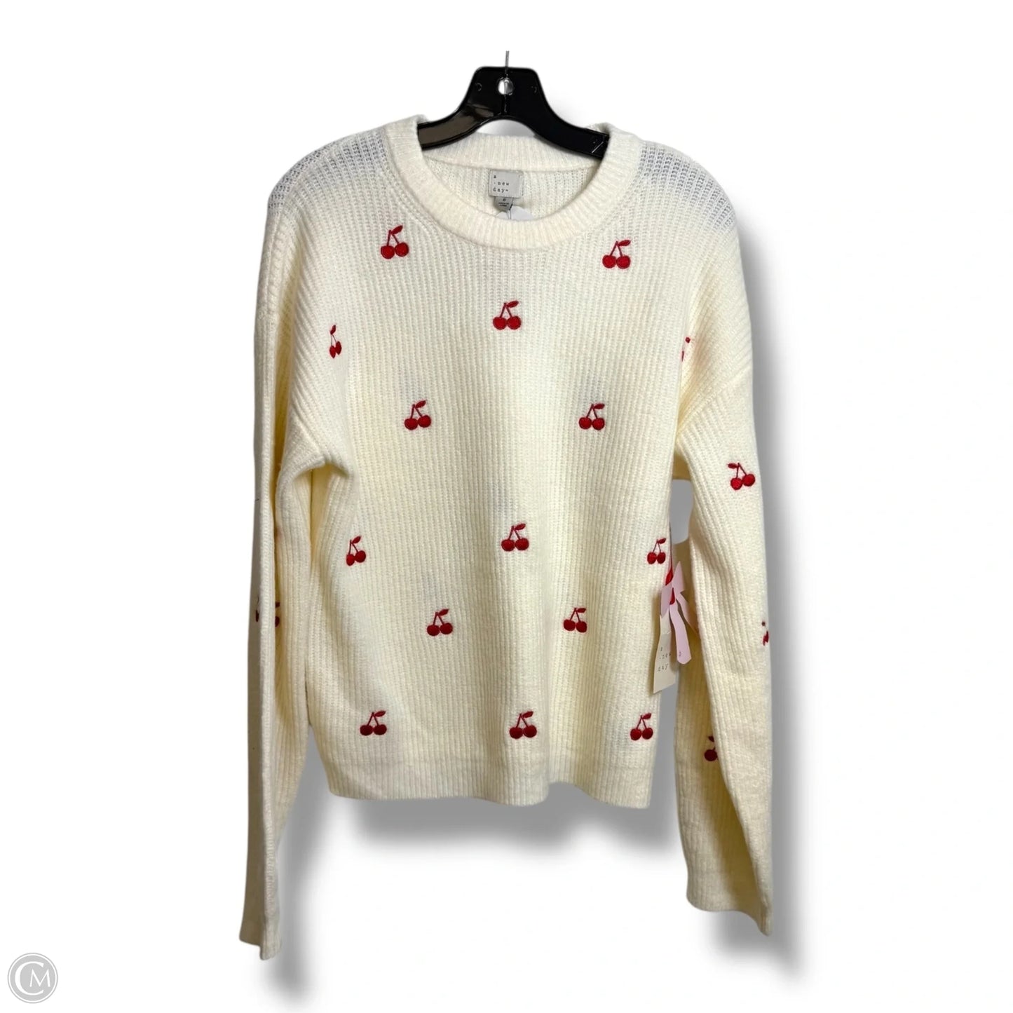 Cherries Sweater By A New Day In Red & White, Size: S