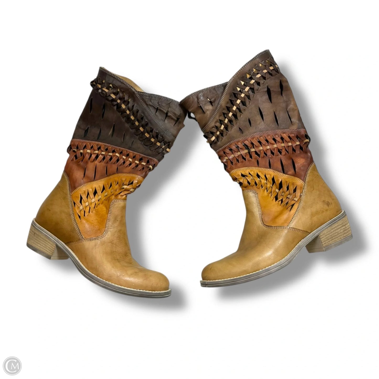 Boots Mid-calf Flats By White Mountain In Brown & Orange, Size: 38