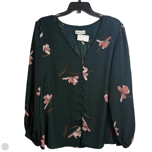 Top Long Sleeve By Ava & Viv In Green, Size: 2x