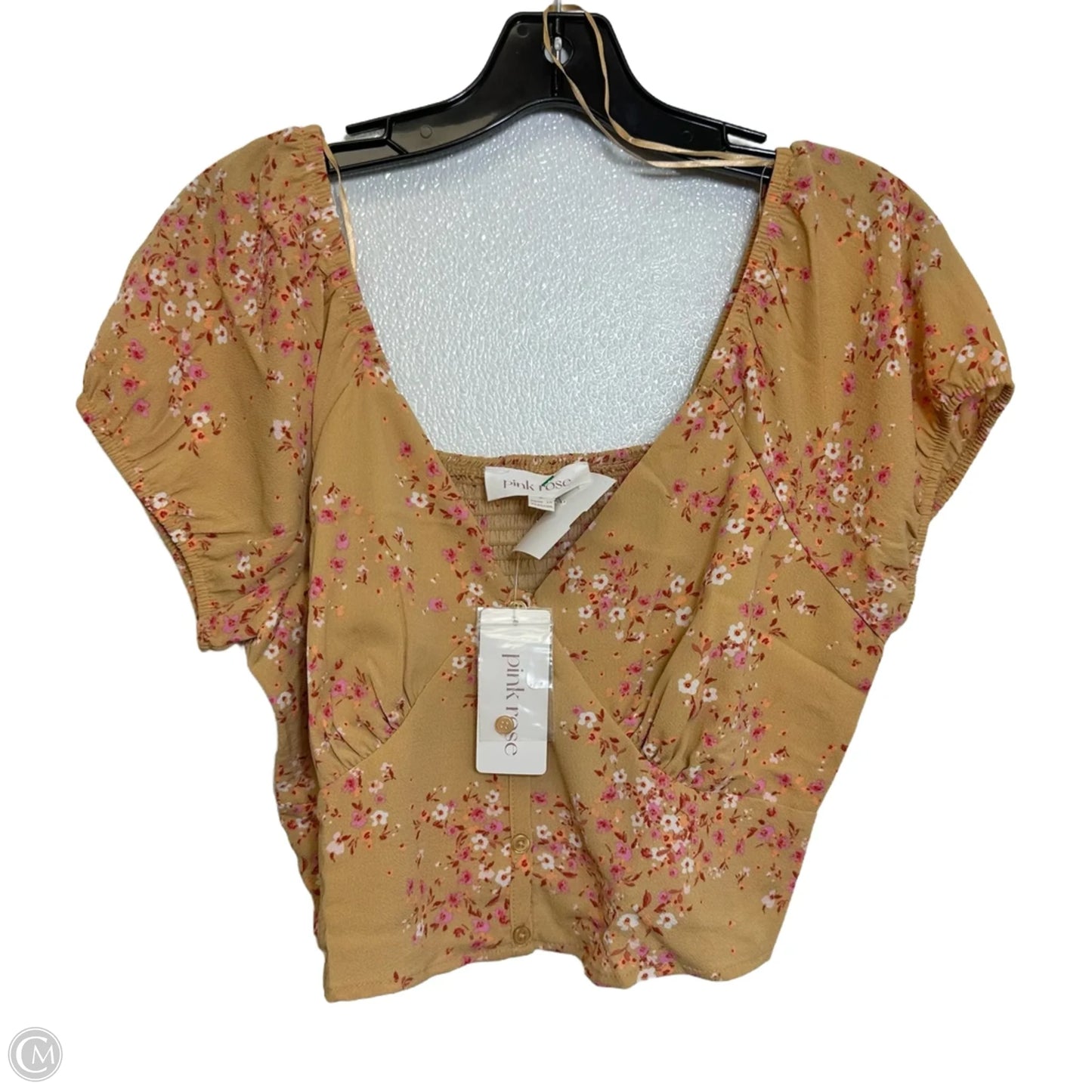 Top Short Sleeve By Pink Rose In Floral Print, Size: L