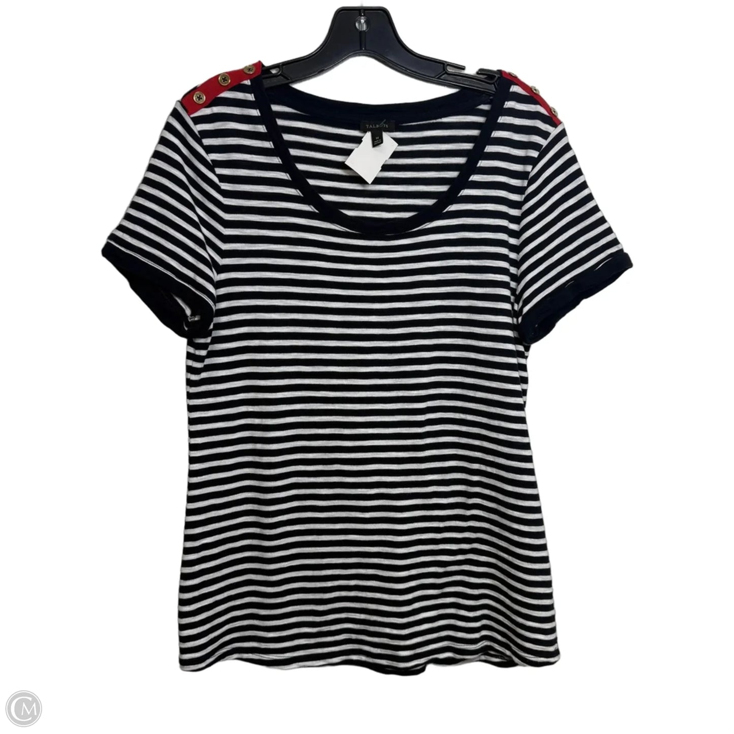 Top Short Sleeve By Talbots In Striped Pattern, Size: M