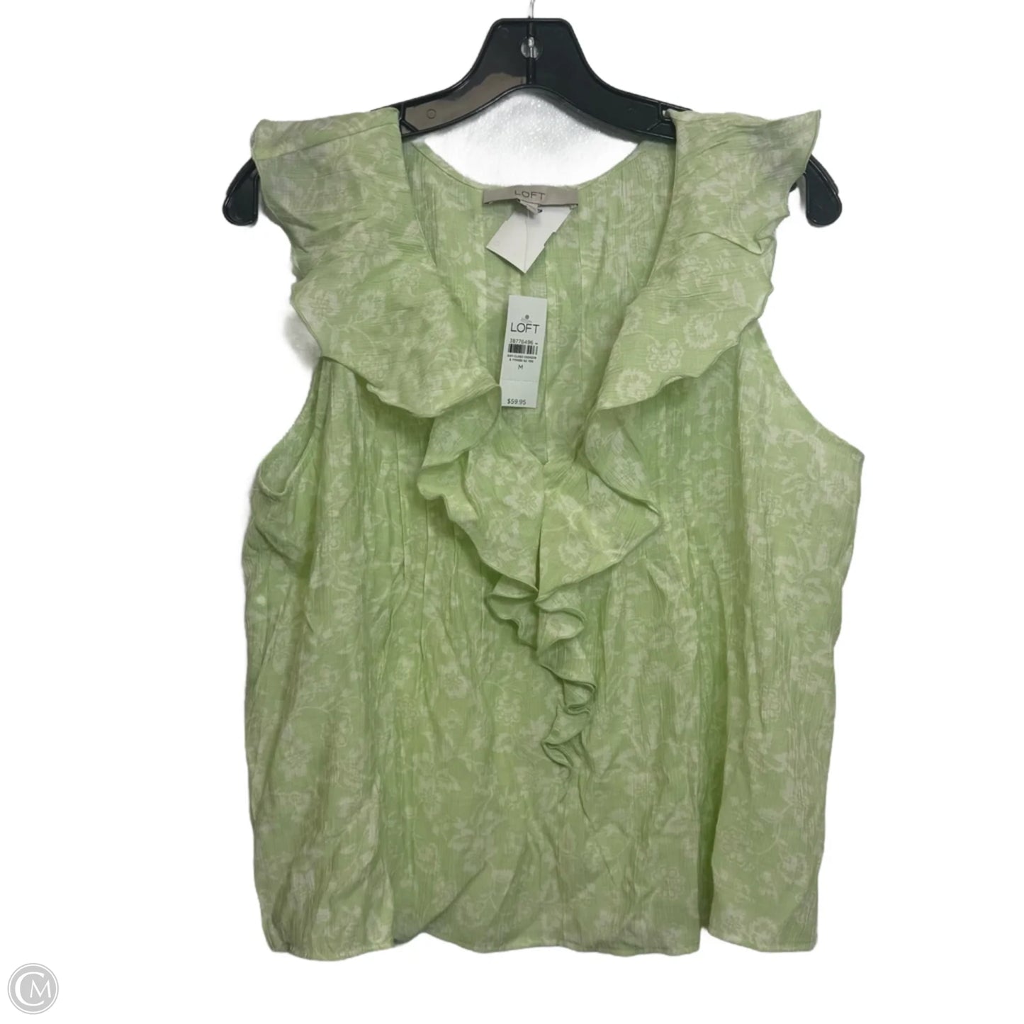 Garden Pleated Ruffle Shell Top Sleeveless By Loft In Green, Size: M