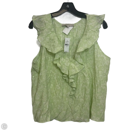 Garden Pleated Ruffle Shell Top Sleeveless By Loft In Green, Size: M