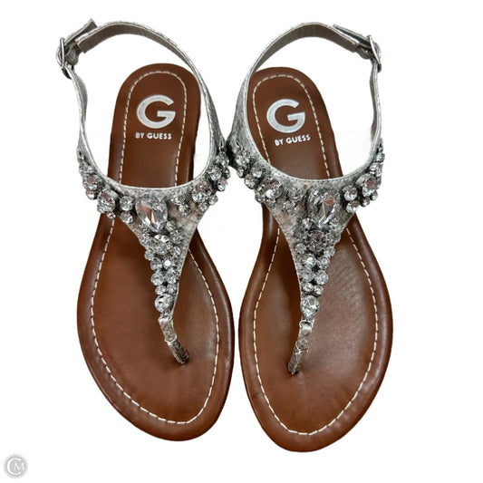 Sandals Flats By Guess In Silver, Size: 9.5