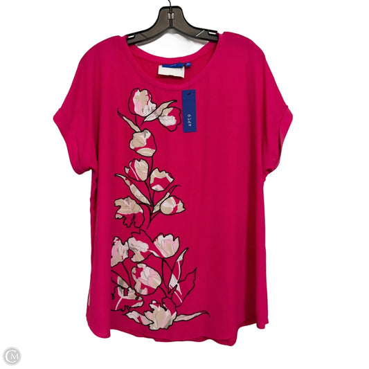 Top Short Sleeve By Apt 9 In Pink, Size: Xl