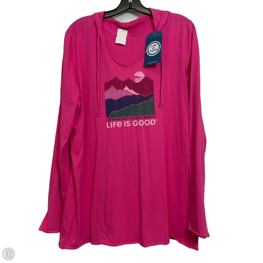 Top Long Sleeve By Life Is Good In Pink, Size: Xl