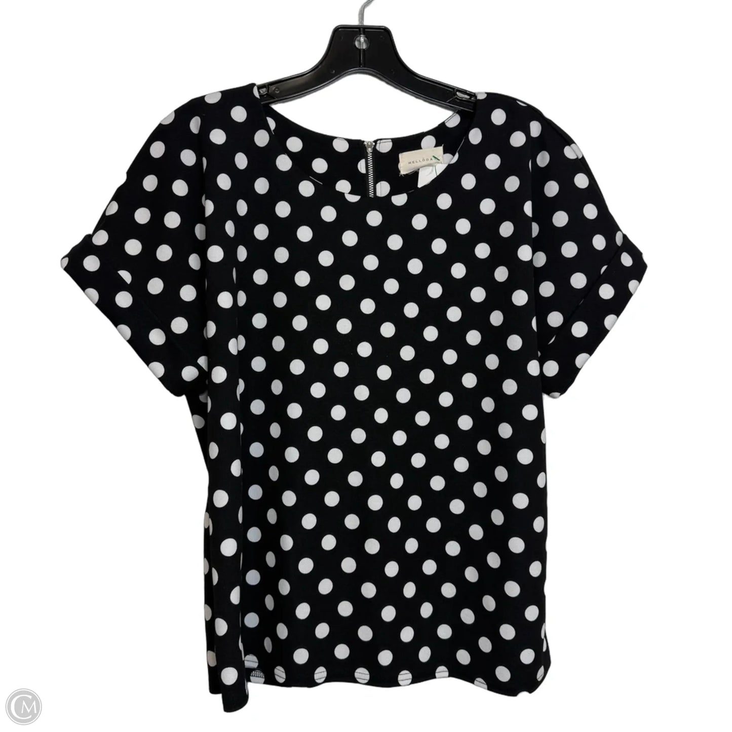 Top Short Sleeve By Melloday In Polkadot Pattern, Size: M