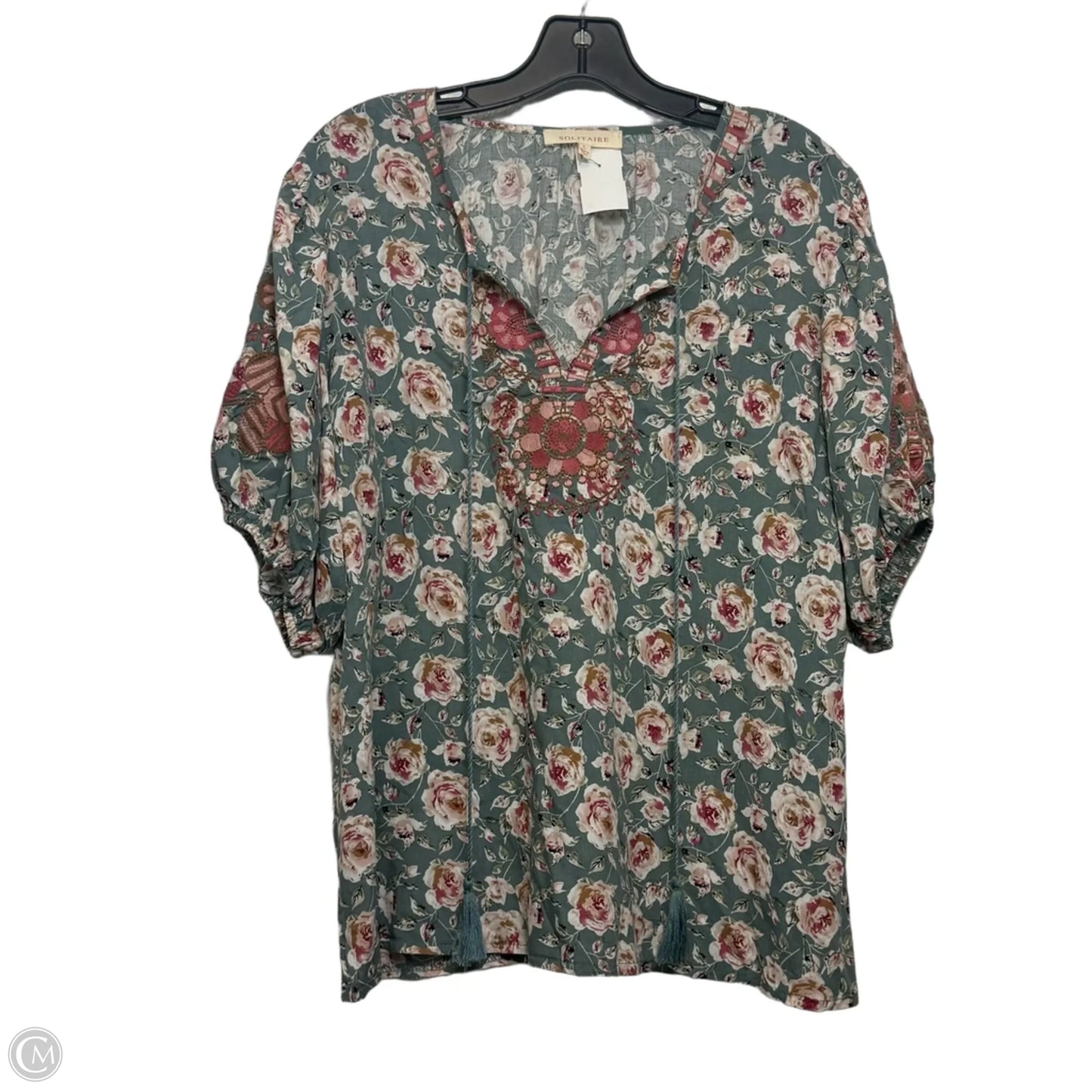 Top 3/4 Sleeve By Solitaire In Green, Size: L