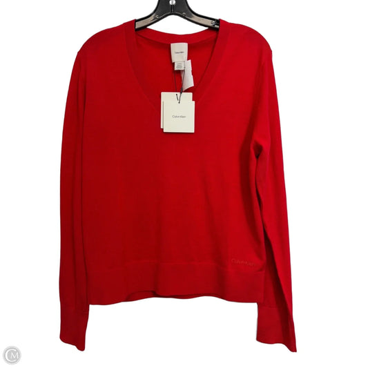 Top Long Sleeve By Calvin Klein In Red, Size: Xl