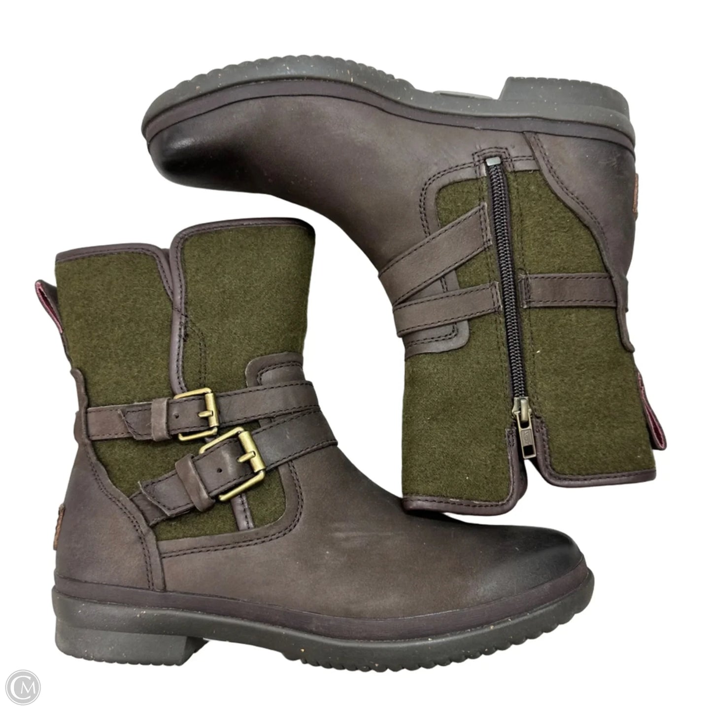Boots Designer By Ugg In Brown & Green, Size: 8