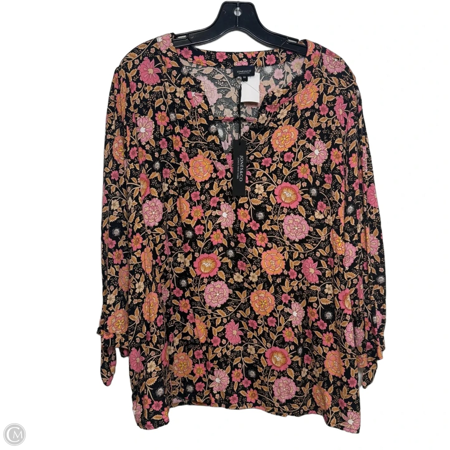 Top Long Sleeve By Jones And Co In Floral Print, Size: 3x