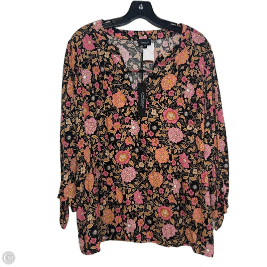 Top Long Sleeve By Jones And Co In Floral Print, Size: 3x
