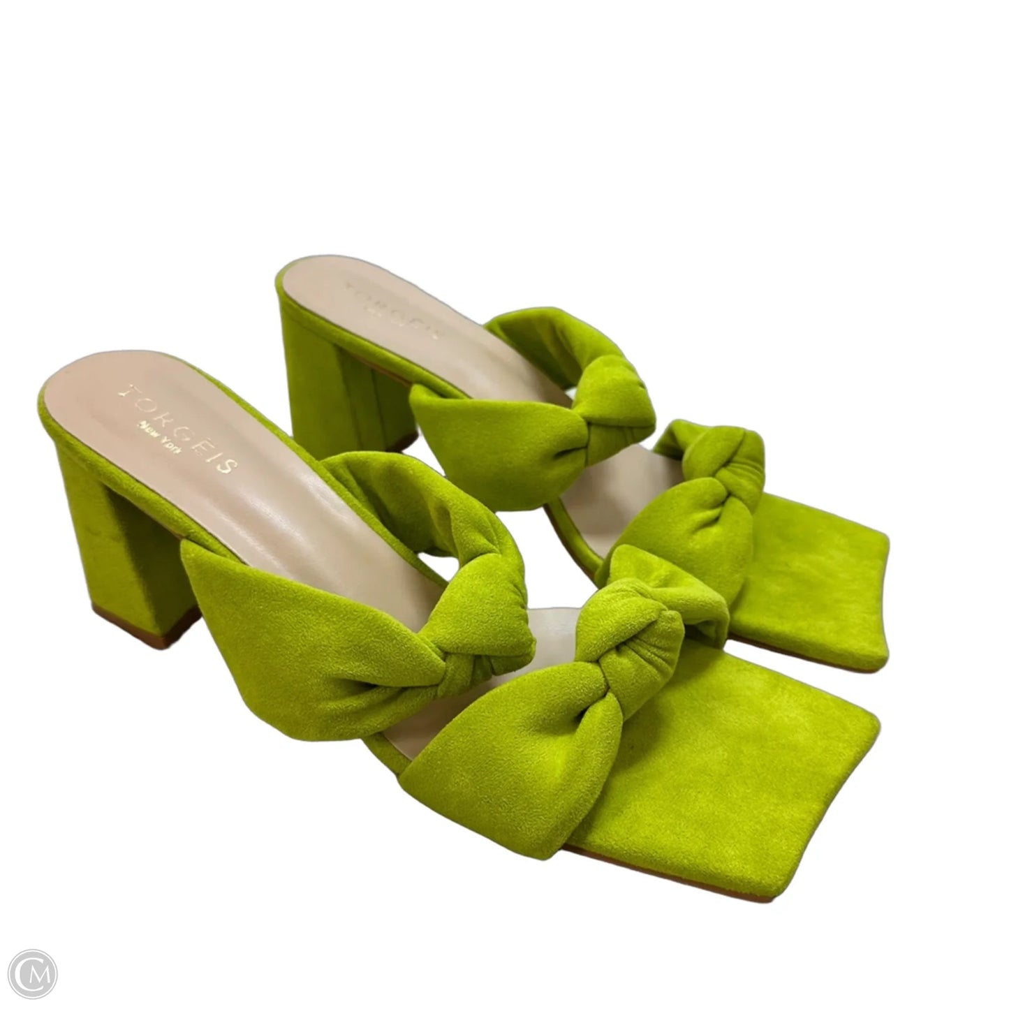 Flamingo Knotted Block Heel Sandal Heels Block By Torgeis In Green, Size: 8.5