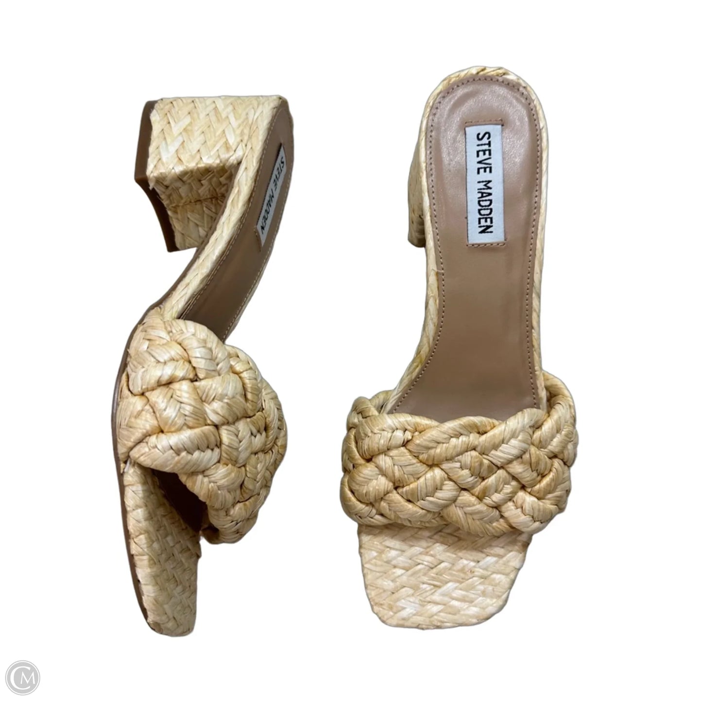 Sandals Heels Block By Steve Madden In Tan, Size: 9