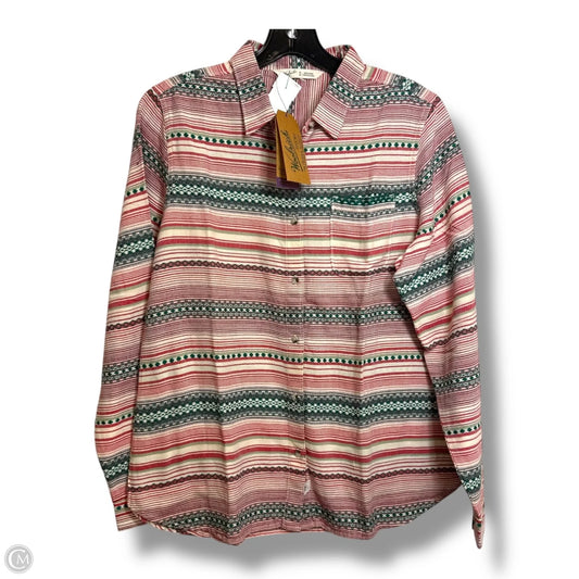 Top Long Sleeve By Woolrich In Green & Red, Size: M