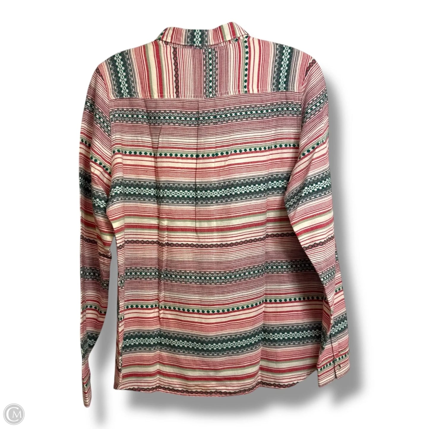Top Long Sleeve By Woolrich In Green & Red, Size: M
