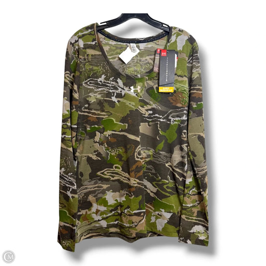 Heat gear Top Long Sleeve By Under Armour In Camouflage Print, Size: M