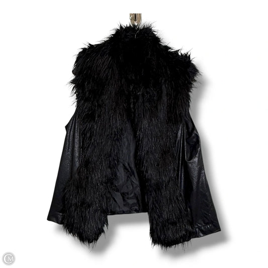 Vest Faux Fur & Sherpa By Clothes Mentor In Black, Size: M