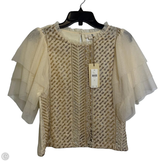 Top Short Sleeve By Anthropologie Let Me Be In Beige, Size: Xs