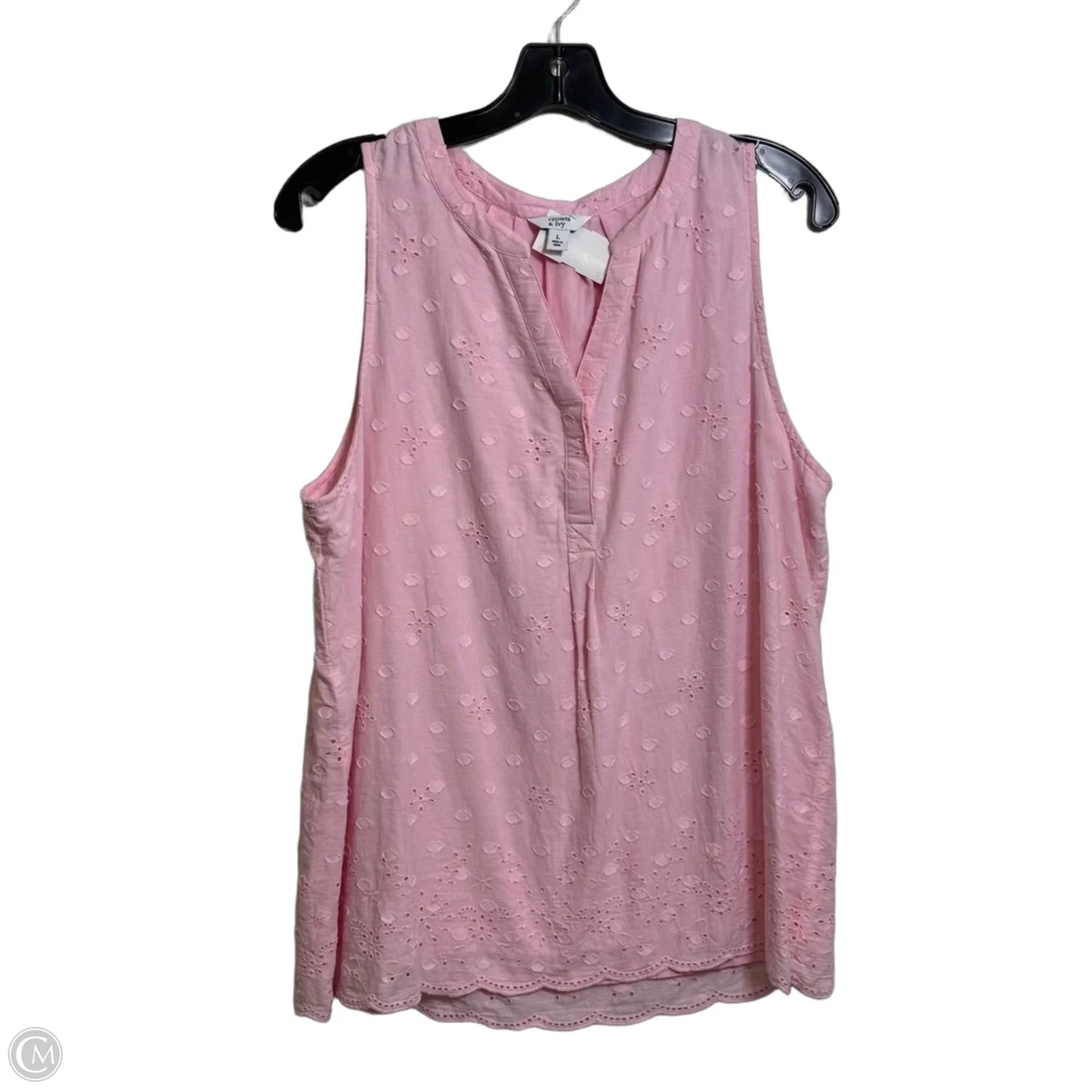 Top Sleeveless By Crown And Ivy In Pink, Size: L