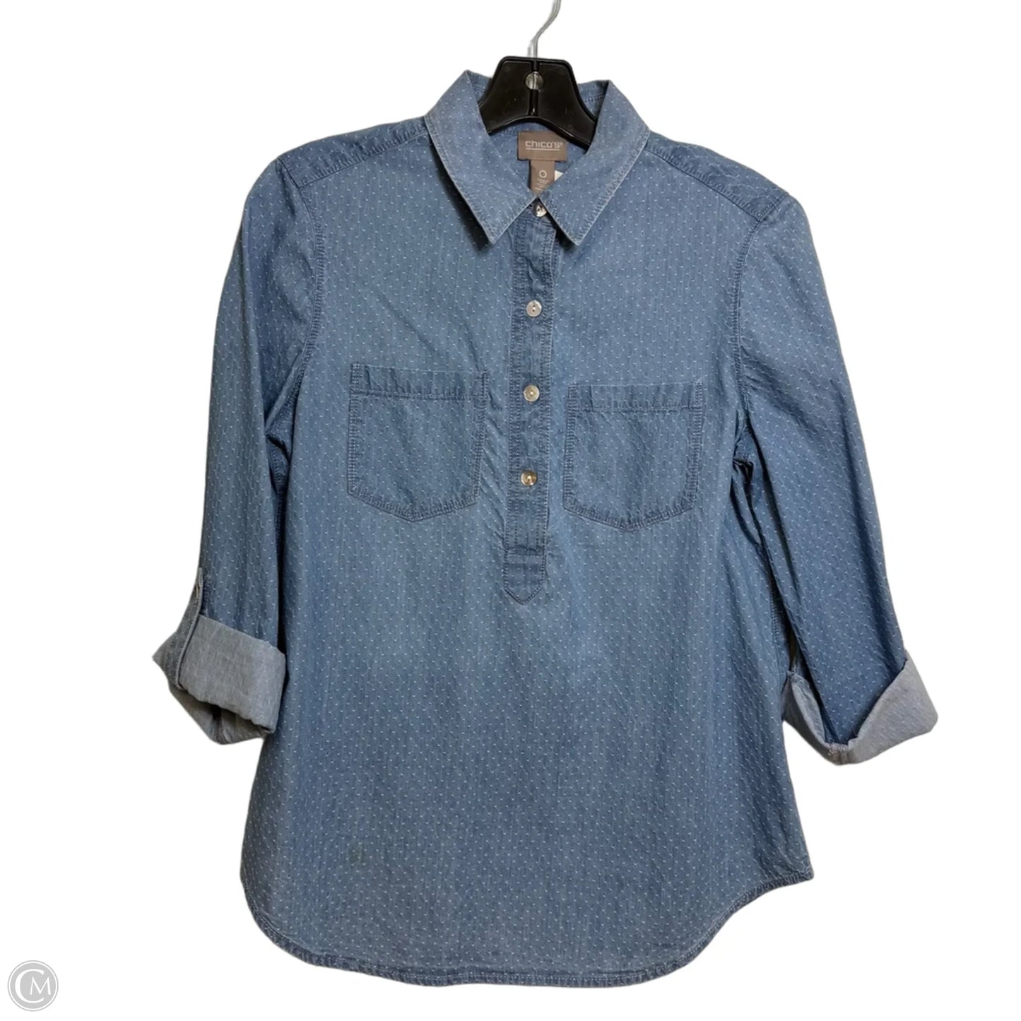 Top Long Sleeve By Chicos In Blue, Size: L