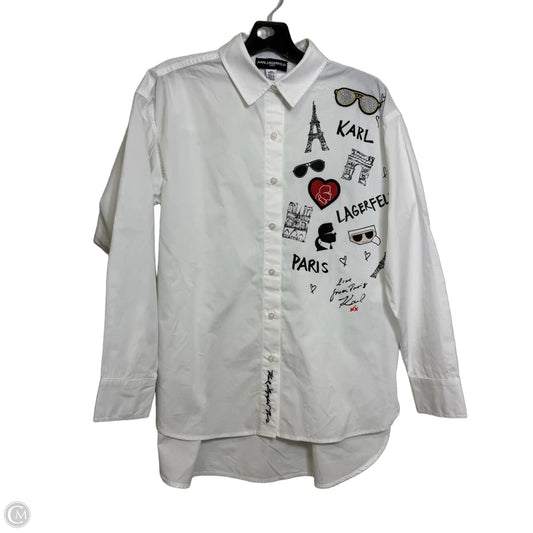 Top Long Sleeve Designer By Karl Lagerfeld In White, Size: Xs