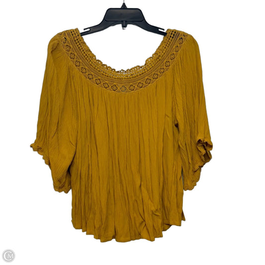 Top Short Sleeve By Anthropologie In Yellow, Size: L